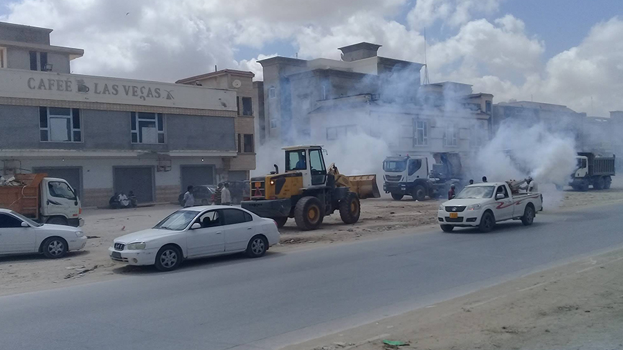 استمرار حملة رش المبيدات ونقل القمامة في بنغازي