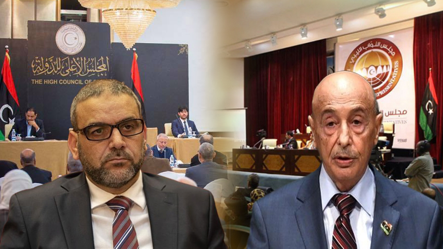 رئيس المجلس الأعلى للدولة خالد المشري رئيس مجلس النواب عقيلة صالح