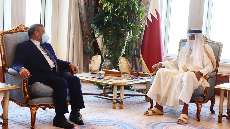 المشري مع أمير قطر الشيخ تميم آل ثاني