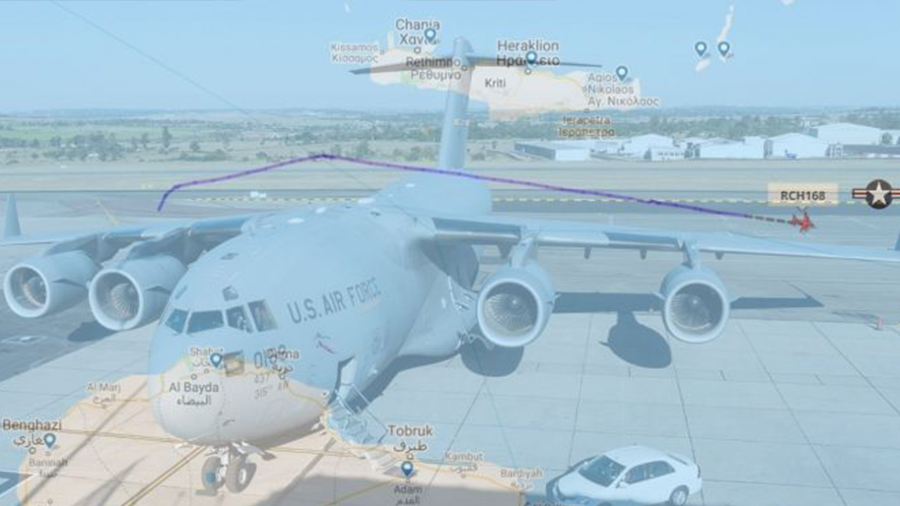 إيتاميل رادار: طائرة للقوات الجوية الأمريكية قادمة من دولة خليجية تهبط في بنغازي
